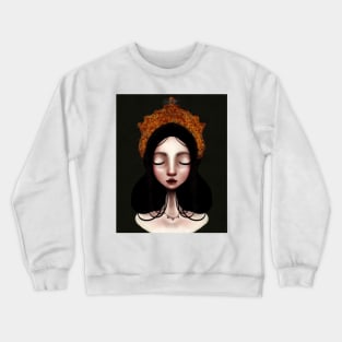 Snow White Low Brow Illustration With Russian Style Headress Glitter Undereye Make Up Crewneck Sweatshirt